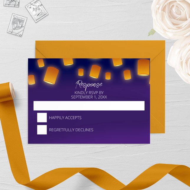 Glowing Lanterns Wedding RSVP Card (Creator Uploaded)