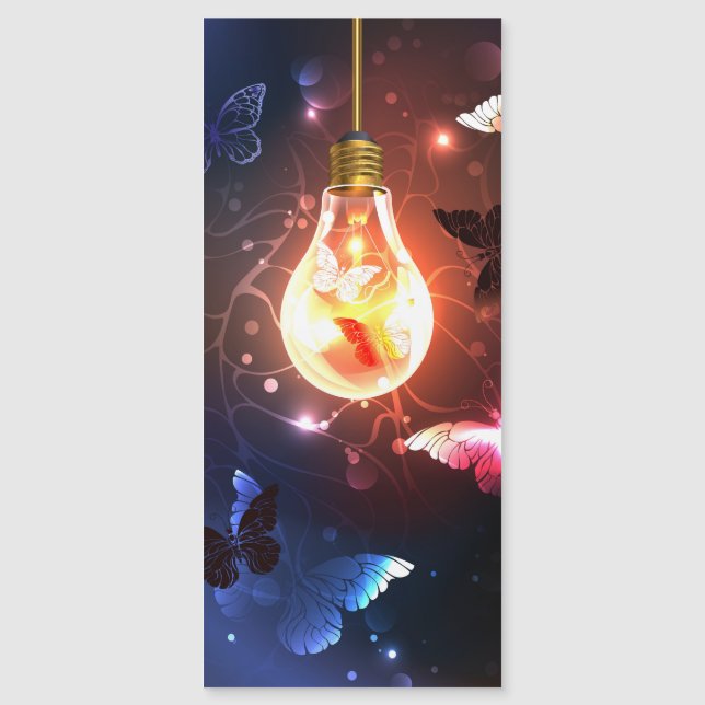 Glowing Light Bulb with Night Butterflies (Front)