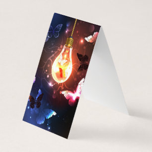 Glowing Light Bulb with Night Butterflies