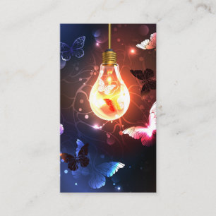 Glowing Light Bulb with Night Butterflies Appointment Card