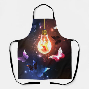 Glowing Light Bulb with Night Butterflies Apron