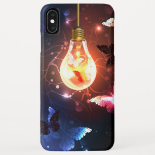 Glowing Light Bulb with Night Butterflies iPhone XS Max Case