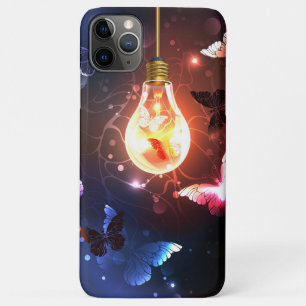 Glowing Light Bulb with Night Butterflies iPhone 11 Pro Max Case