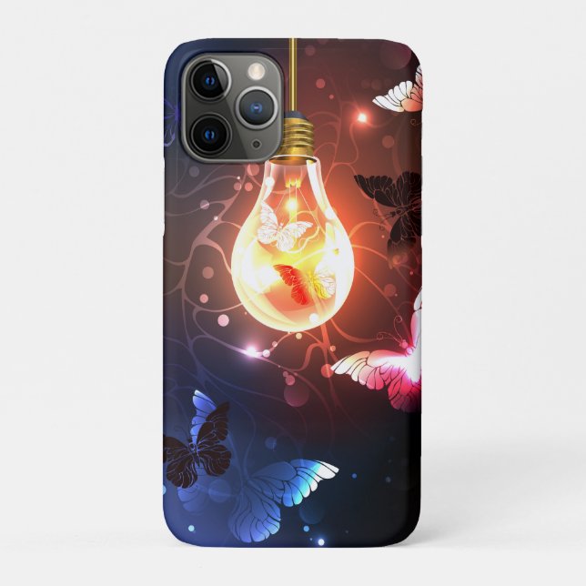 Glowing Light Bulb with Night Butterflies Case-Mate iPhone Case (Back)