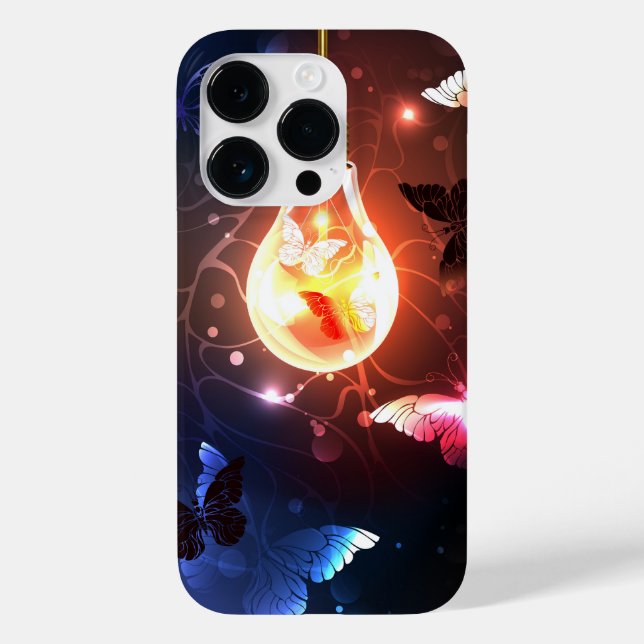 Glowing Light Bulb with Night Butterflies Case-Mate iPhone Case (Back)