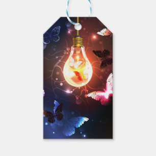Glowing Light Bulb with Night Butterflies Gift Tags