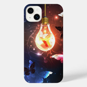 Glowing Light Bulb with Night Butterflies iPhone 14 Plus Case