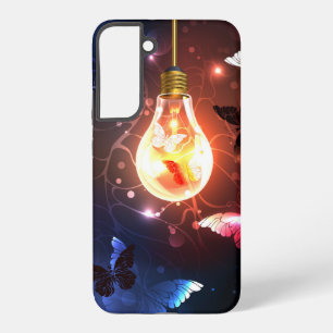 Glowing Light Bulb with Night Butterflies Samsung Galaxy Case