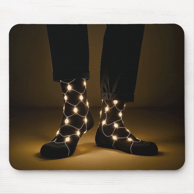 Glowing Light String In Black Socks Mouse Mat (Front)