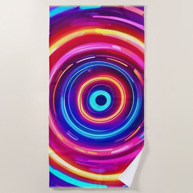 Glowing Light Vortex Beach Towel (Front)