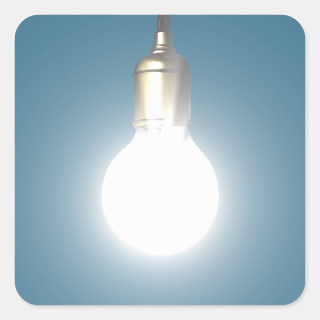 Glowing Lightbulb Square Sticker (Front)