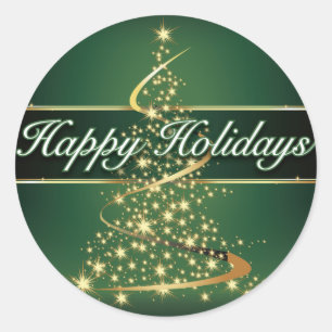 Glowing Lights Happy Holidays Round Sticker