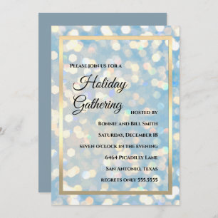 Glowing Lights Holiday Party Holographic Invitation