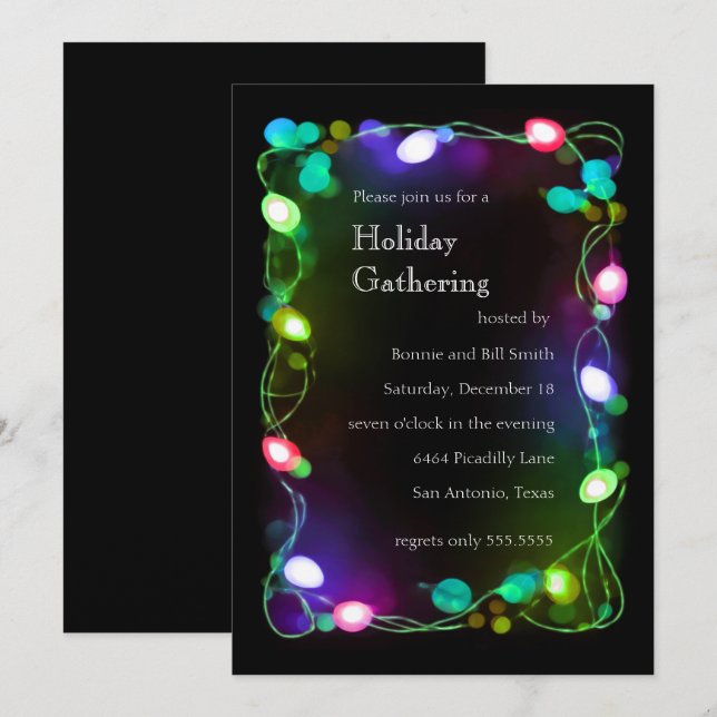 Glowing Lights Holiday Party Invitation (Front/Back)