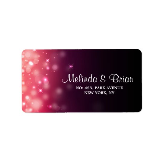 Glowing lights wedding address label
