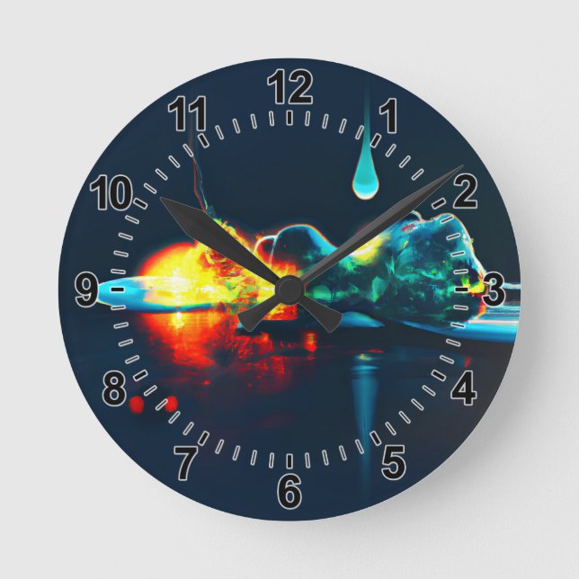 Glowing Liquid Drip Round Clock (Front)
