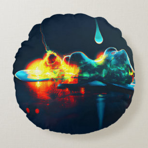 Glowing Liquid Drip Round Cushion