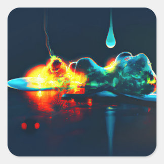 Glowing Liquid Drip Square Sticker