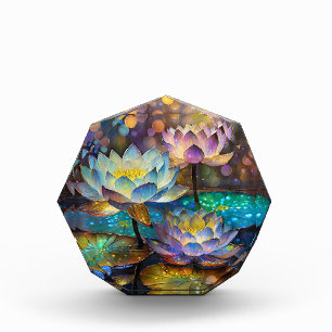 Glowing Lotus Flowers Trio Photo Block