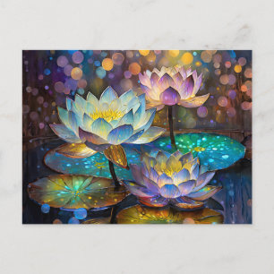 Glowing Lotus Flowers Trio Postcard