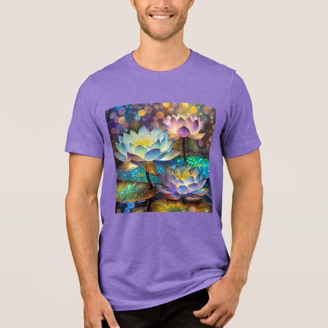 Glowing Lotus Flowers Trio Tri-Blend Shirt (Front)