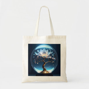 Glowing Lotus Globe Tote Bag