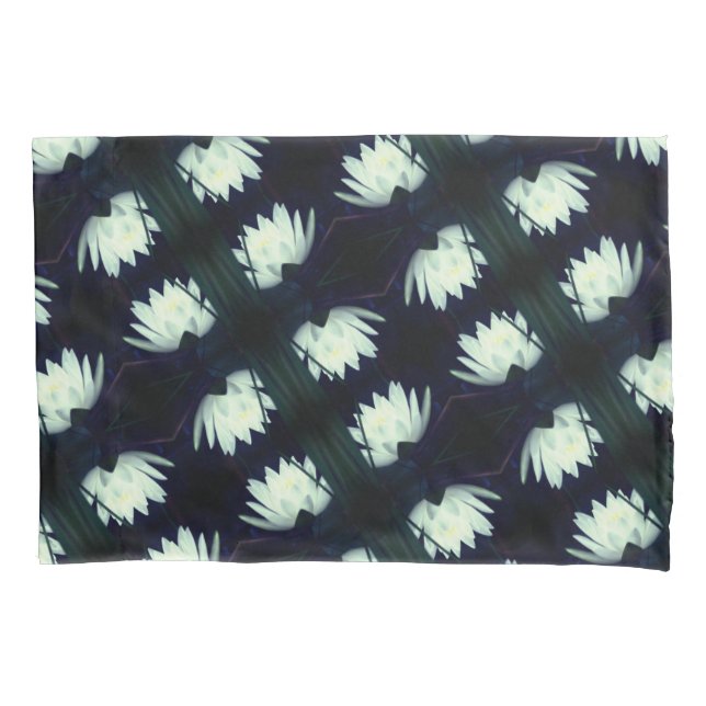 Glowing Lotus Water Lily Flower Pattern Pillowcase (Front)