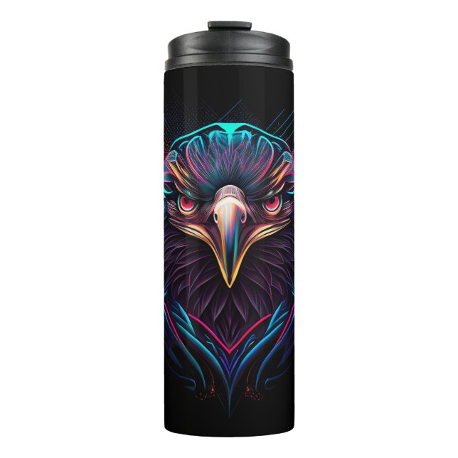 Glowing Luminous Neon Eagle Artistic Thermal Tumbler (Front)