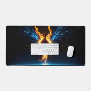 Glowing Magic Fire Ring Blue Orange Gaming Desk Mat