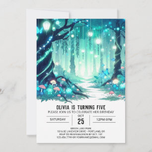 Glowing Magical Woodland Digital Birthday Invitation