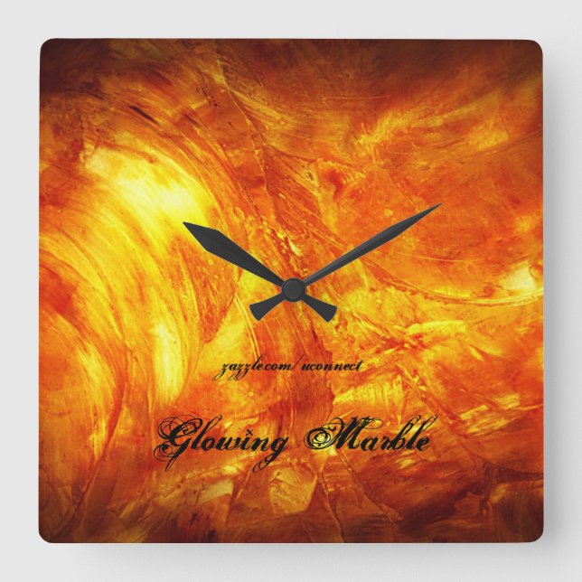 Glowing Marble Square Wall Clock (Front)