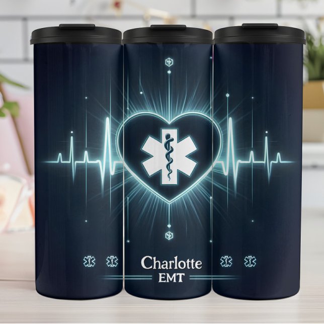 Glowing Medical Heartbeat Pulse EMT Design Thermal Tumbler (Creator Uploaded)