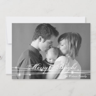 Glowing merry & bright family christmas photo chic holiday card