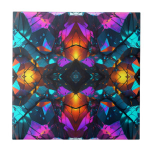 Glowing Mineral Rock Formations Tile