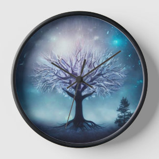 Glowing Mist Tree Clock