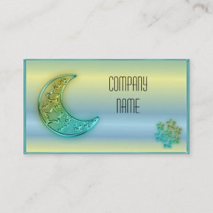 Glowing moon and stars business card