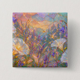Glowing Moonflowers and Fireflies 15 Cm Square Badge