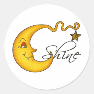 Glowing MoonShine With Star Classic Round Sticker