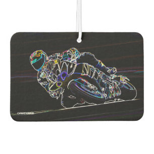 Glowing Motorcycle Rider Circle Racing Sketch Car Air Freshener