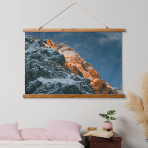 Glowing mountain at sunset hanging tapestry