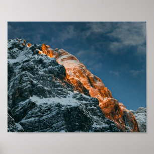 Glowing mountain at sunset poster