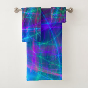 Glowing Multicolored Rays Bath Towel Set