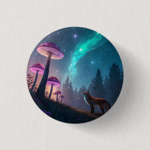 Glowing Mushroom Forest Fox Fantasy Art 3 Cm Round Badge