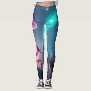Glowing Mushroom Forest Fox Fantasy Art Leggings