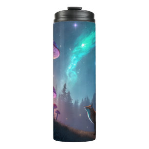 Glowing Mushroom Forest Fox Fantasy Art Thermal Tumbler