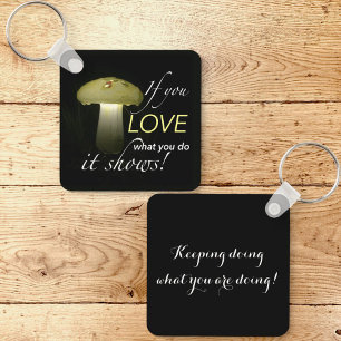 Glowing Mushroom Solar Light Inspirational Quote Key Ring