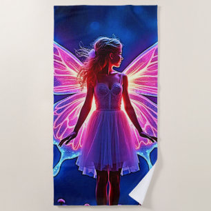 Glowing Mystical Butterfly Fairy Art Beach Towel