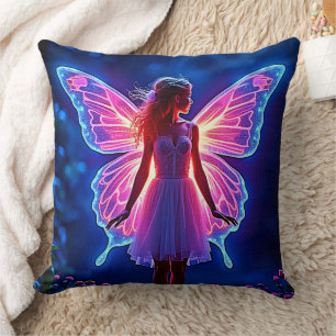 Glowing Mystical Butterfly Fairy Art Cushion