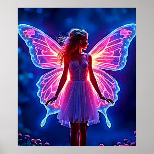 Glowing Mystical Butterfly Fairy Art Poster