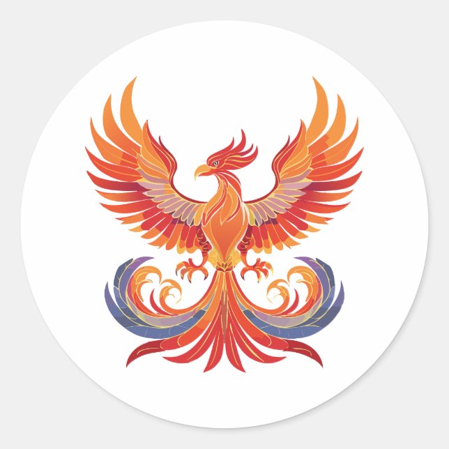 Glowing mythological Fantasy Phoenix Bird Classic Round Sticker (Front)